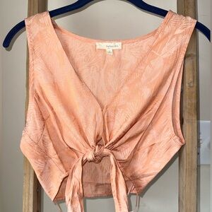 Peach Tie-Front Sleeveless Top
